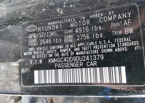 2013 Hyundai Genesis 3.8 z USA, uszkodzony, nr VIN KMHGC4DD9DU241379